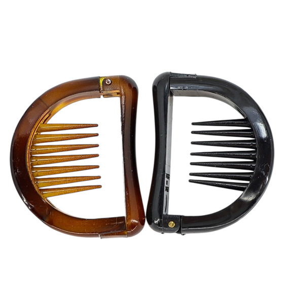 Vintage French Brevete SGDG Hinged Hair Clips - Pair Horsebit Shape - Picture 6 of 10